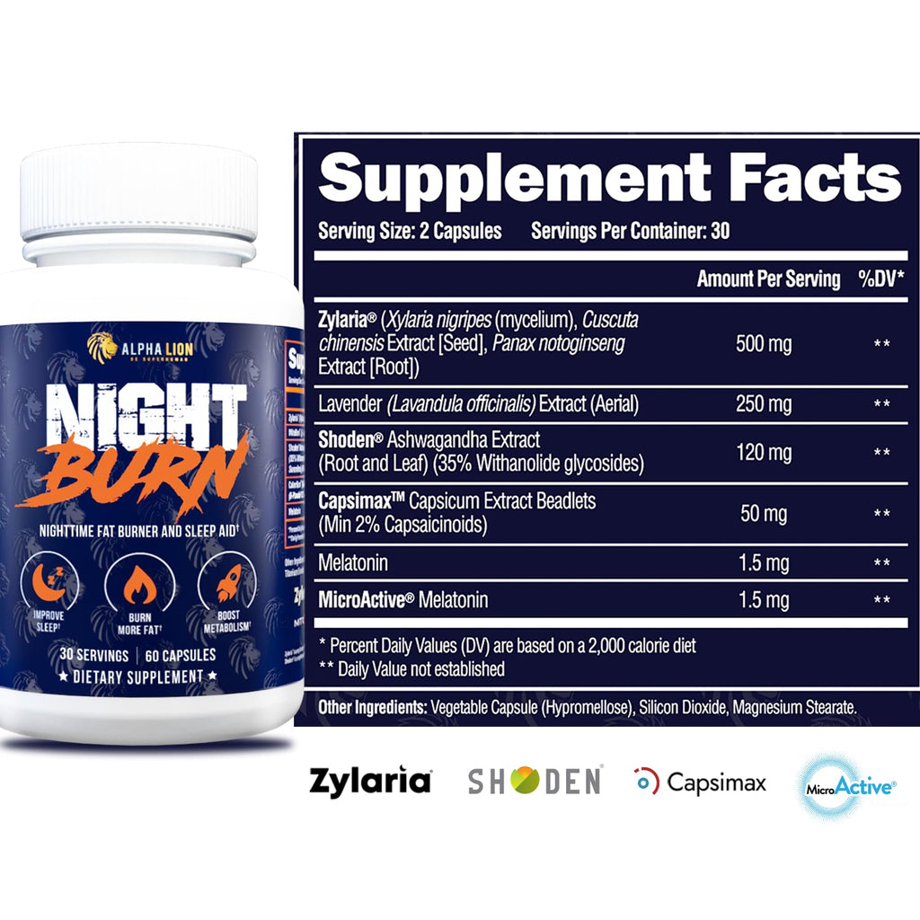 ALPHA LION Night Burn – Metabolism Booster for Lean Muscle (60 Capsules)
